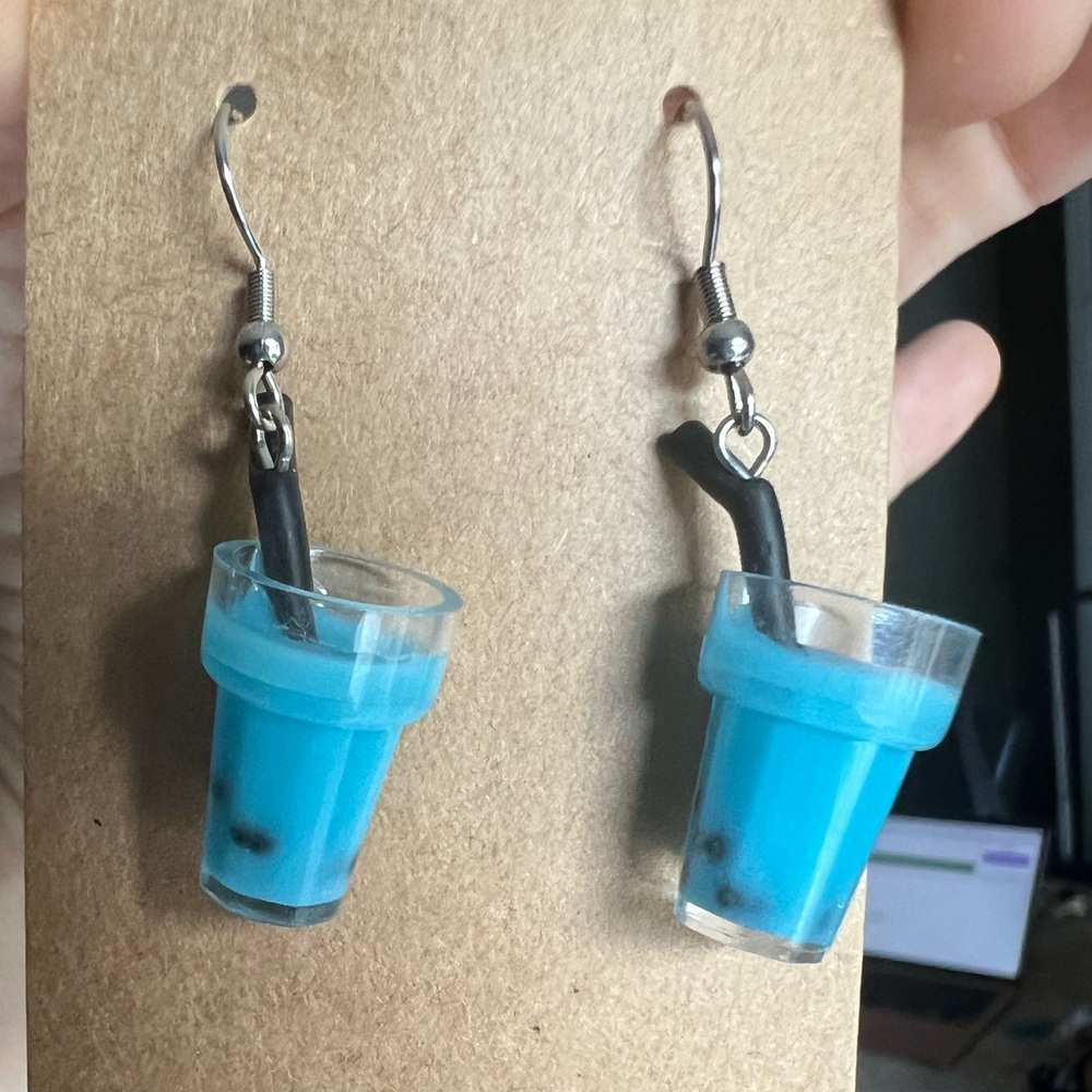 Bubble tea earrings - Blue